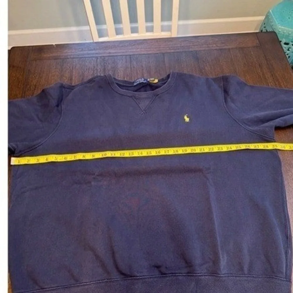 Polo Ralph Lauren Mens XXL Navy Blue Crewneck Sweatshirt Yellow Pony Logo Fleece